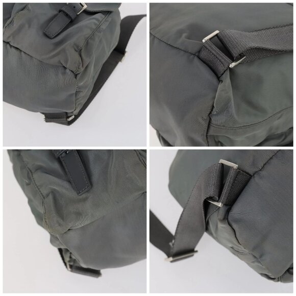 PRADA Backpack Nylon Gray Silver Auth kk572
